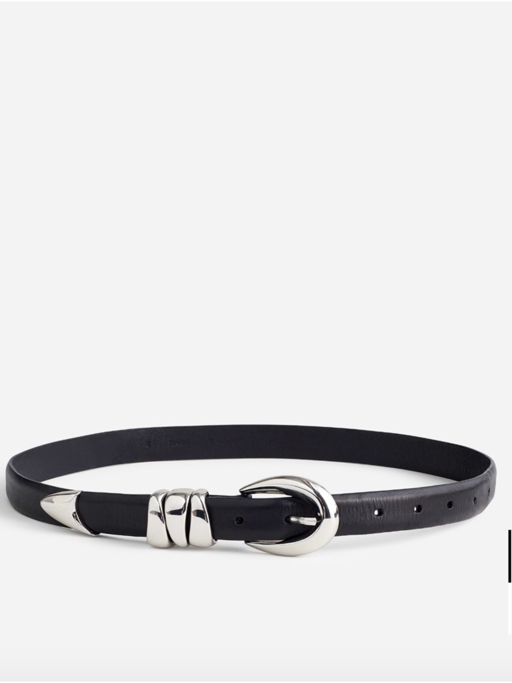 Madewell Black Triple Metal Keeper Belt NWT Size Large